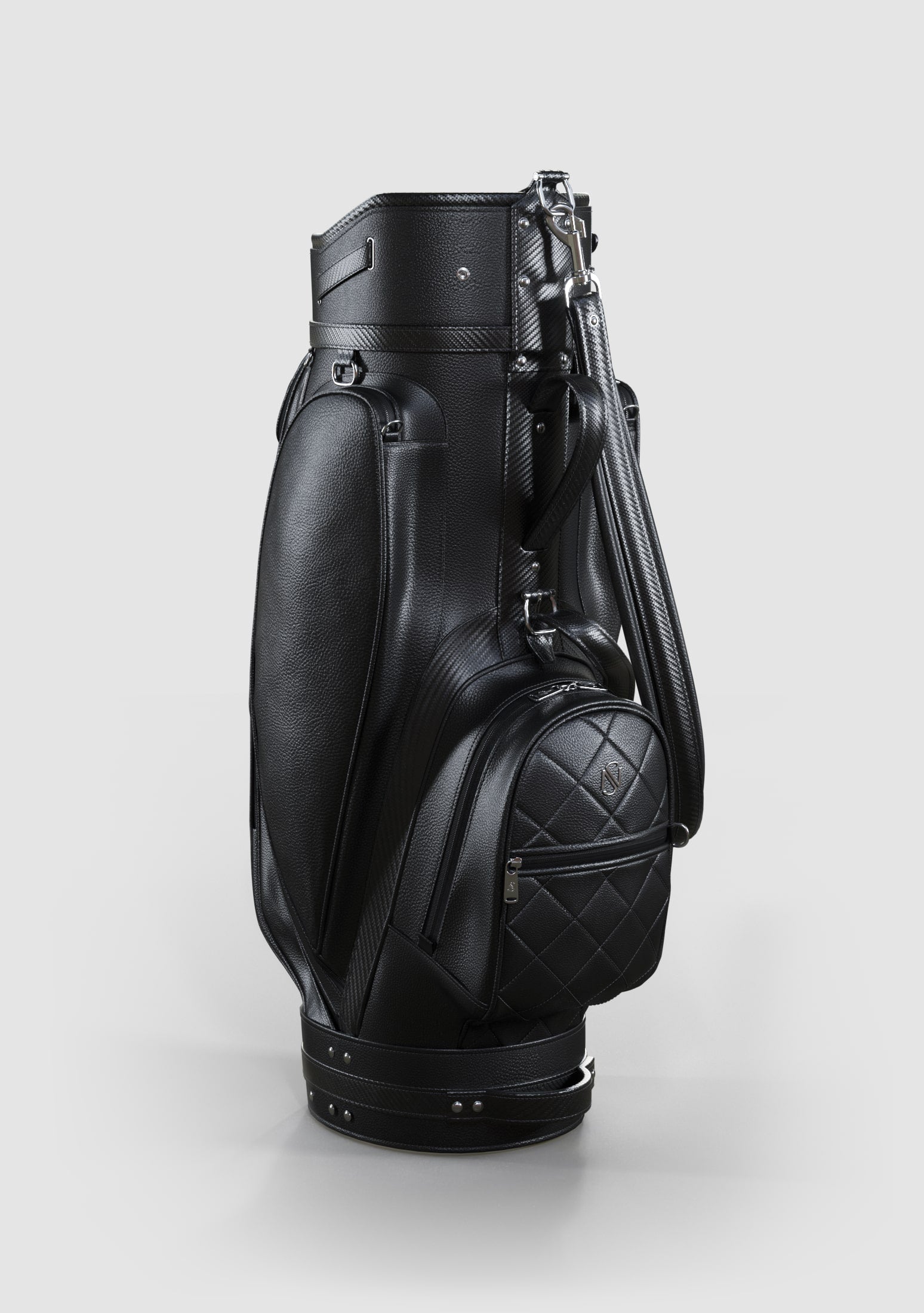 Reagan Black Calf Leather Golf Bag