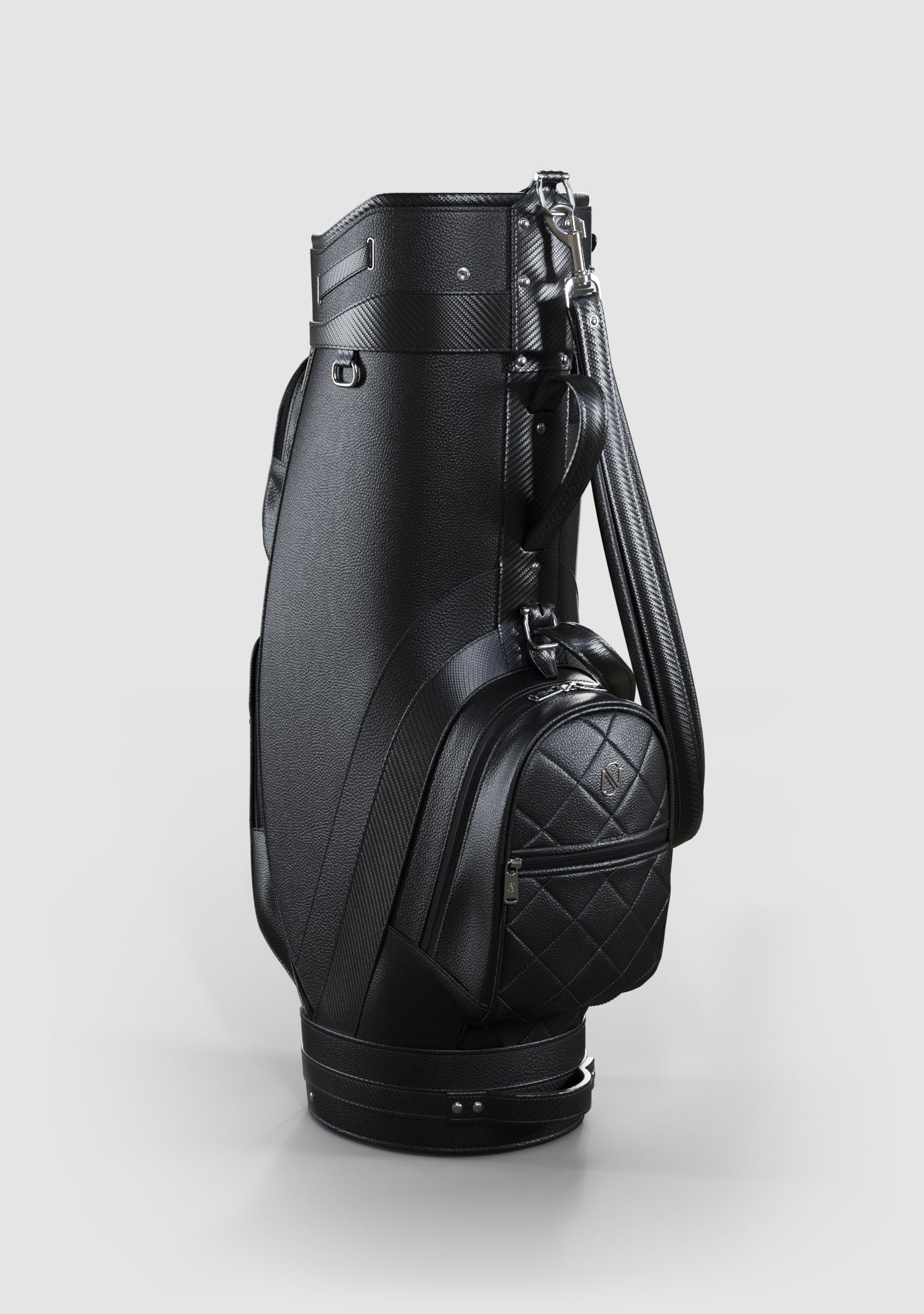 Kennedy Black Calf Leather Golf Bag