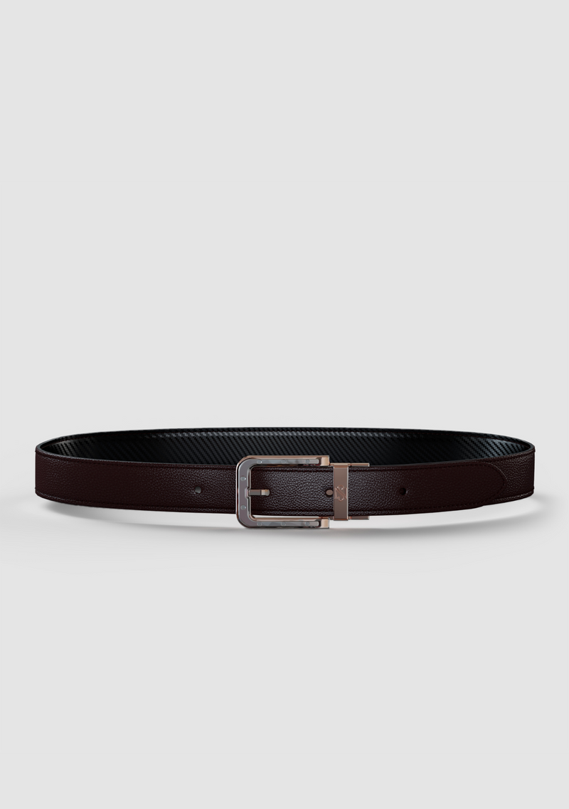 Brown & Carbon Fiber Reversible Leather Belt for Men | SOUL OF NOMAD